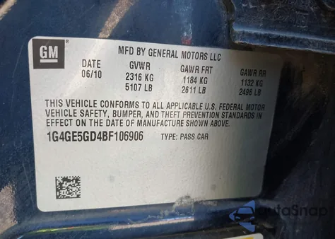 2011 Buick Lacrosse Cxs from USA, damaged, VIN 1G4GE5GD4BF106906